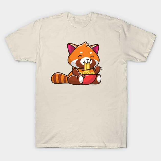 Cute Red Panda Eating Noodle Cartoon Red Panda T Shirt TeePublic